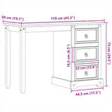 Toeletta Corona 110x50x75 cm in Legno Massello di Pino