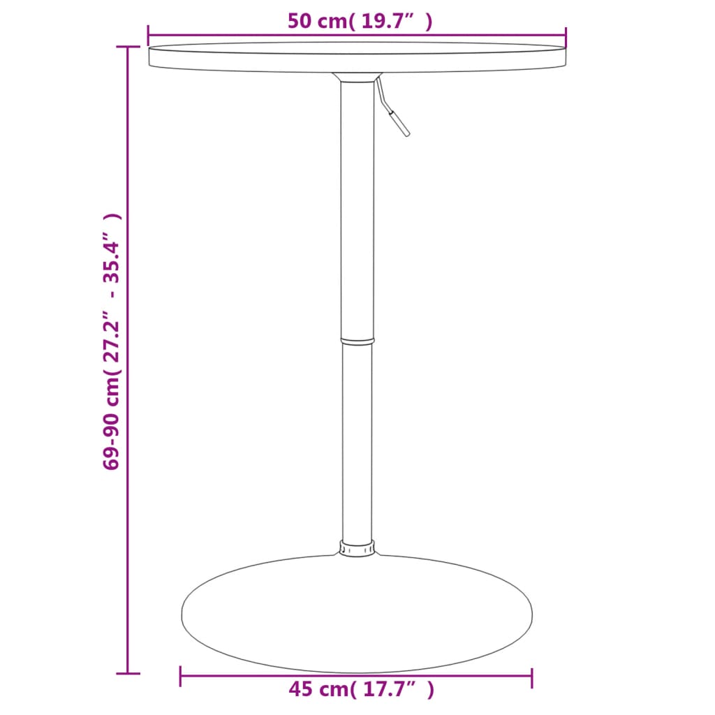 Tavolino Bar Nero 50x50x90 cm Legno Multistrato Acciaio Cromato