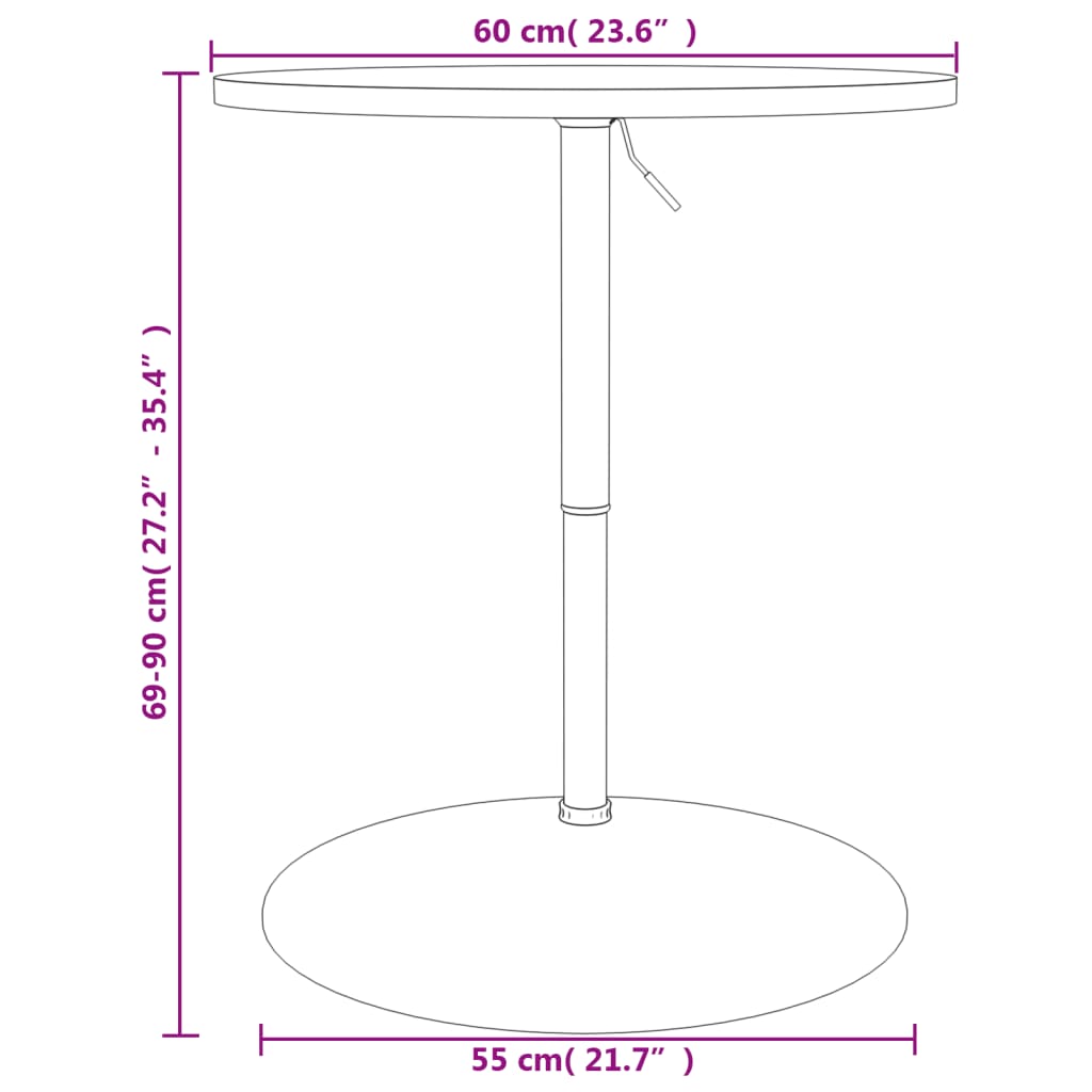 Tavolino Bar Nero 60x60x90 cm Legno Multistrato Acciaio Cromato