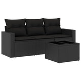 Set Divani da Giardino 4 pz con Cuscini Nero in Polyrattan