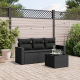 Set Divani da Giardino 4 pz con Cuscini Nero in Polyrattan