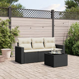 Set Divani da Giardino 4 pz con Cuscini Nero in Polyrattan