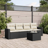 Set Divani da Giardino 5 pz con Cuscini in Polyrattan Nero