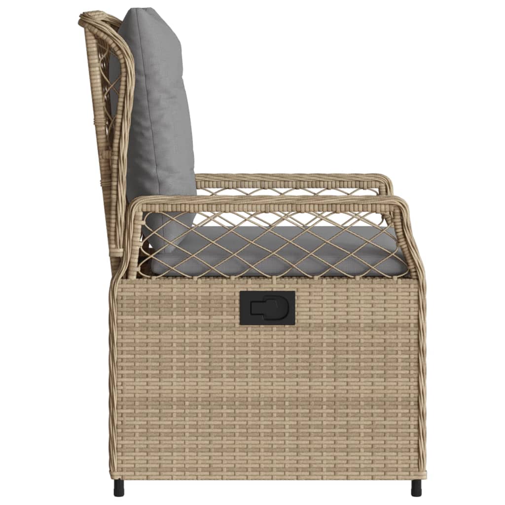 Sedie da Giardino Reclinabili 2 pz Beige Polyrattan