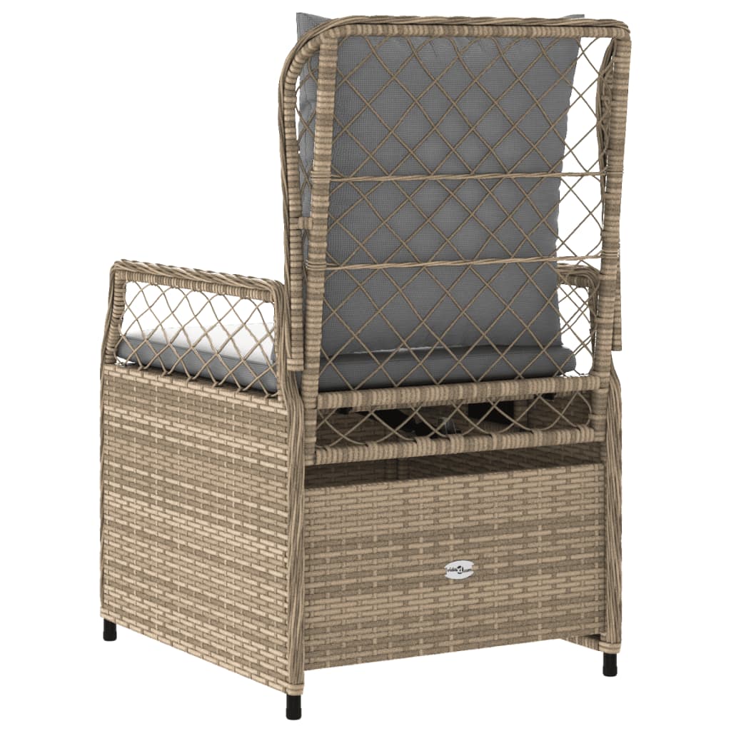 Sedie da Giardino Reclinabili 2 pz Beige Polyrattan