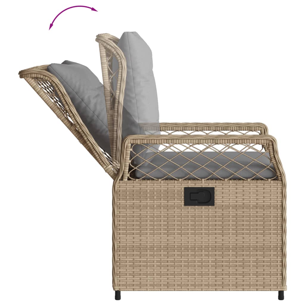 Sedie da Giardino Reclinabili 2 pz Beige Polyrattan