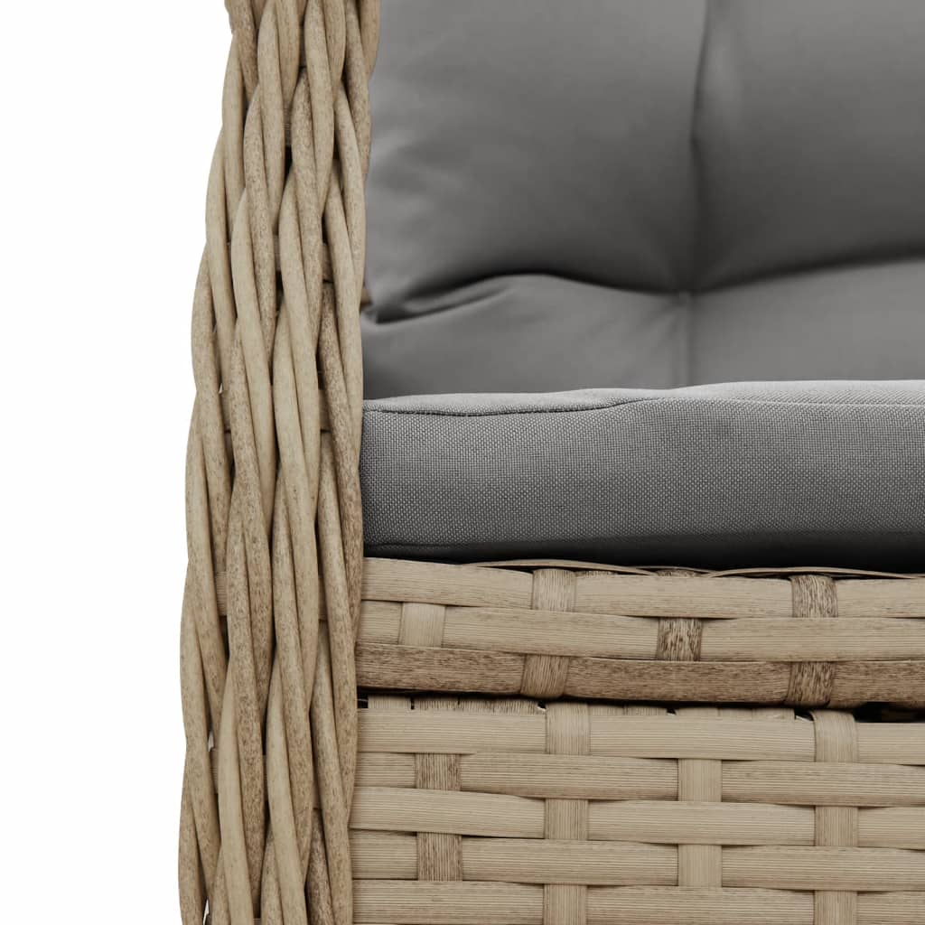 Sedie da Giardino Reclinabili 2 pz Beige Polyrattan