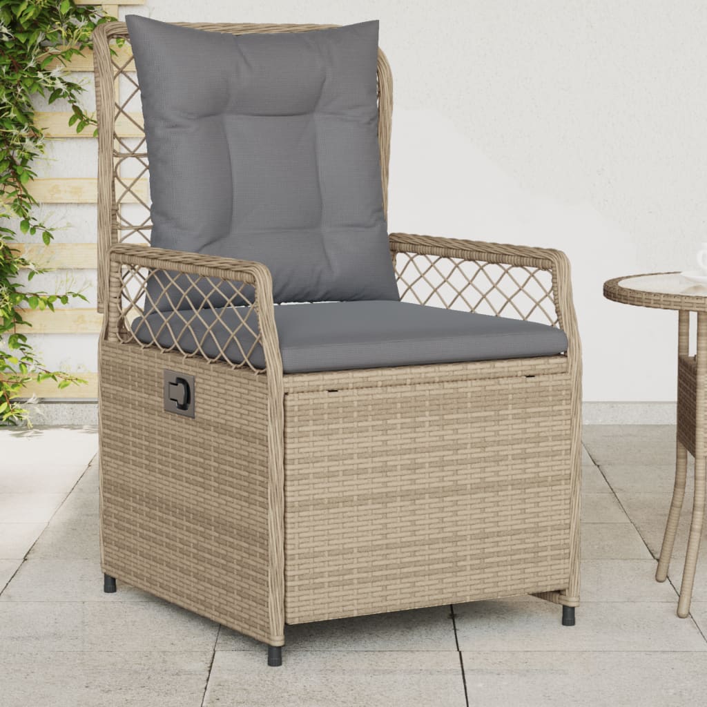 Sedie da Giardino Reclinabili 2 pz Beige Polyrattan