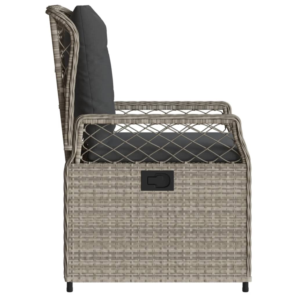 Sedie da Giardino Reclinabili 2 pz Grigio Chiaro Polyrattan