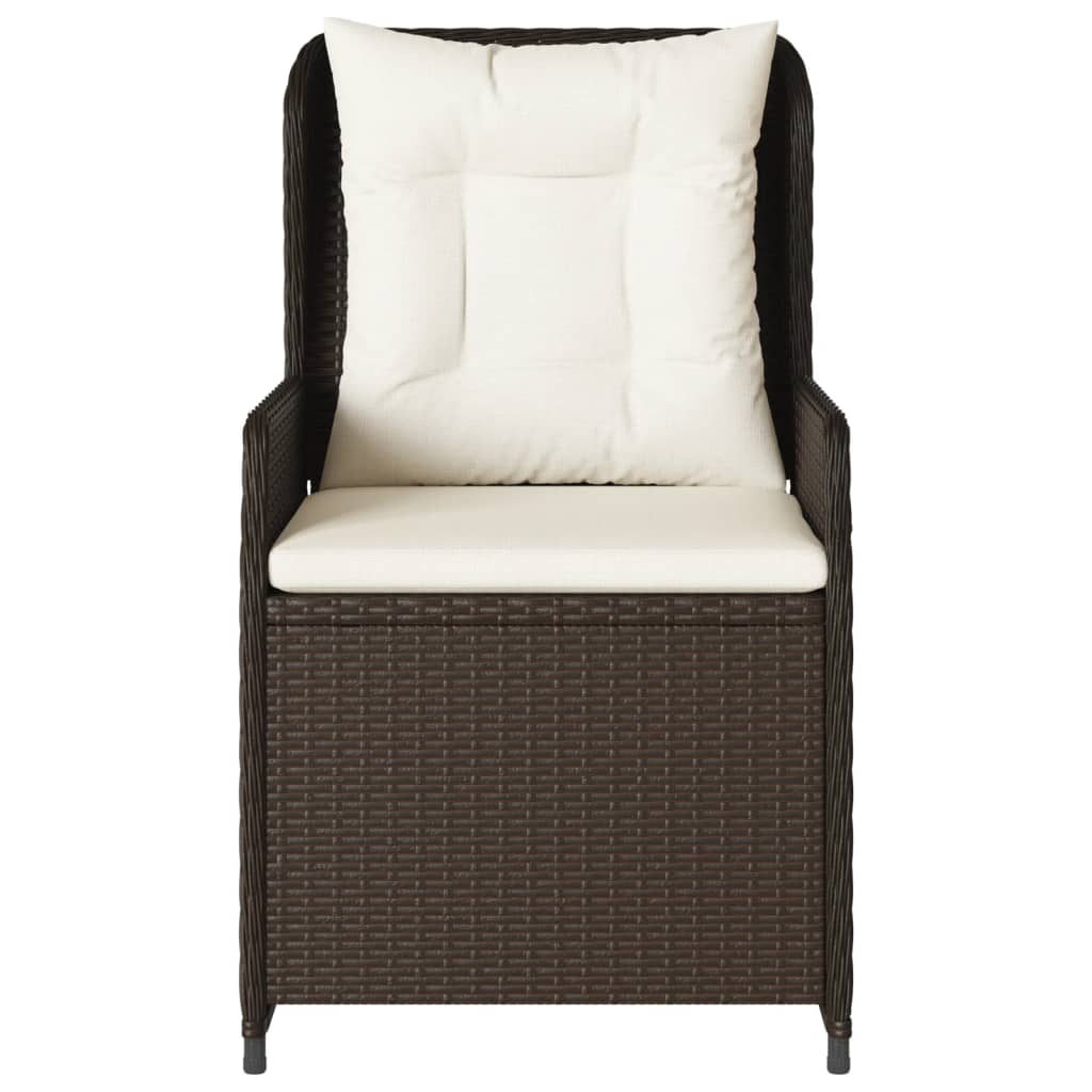 Sedie da Giardino Reclinabili 2 pz Marrone Polyrattan