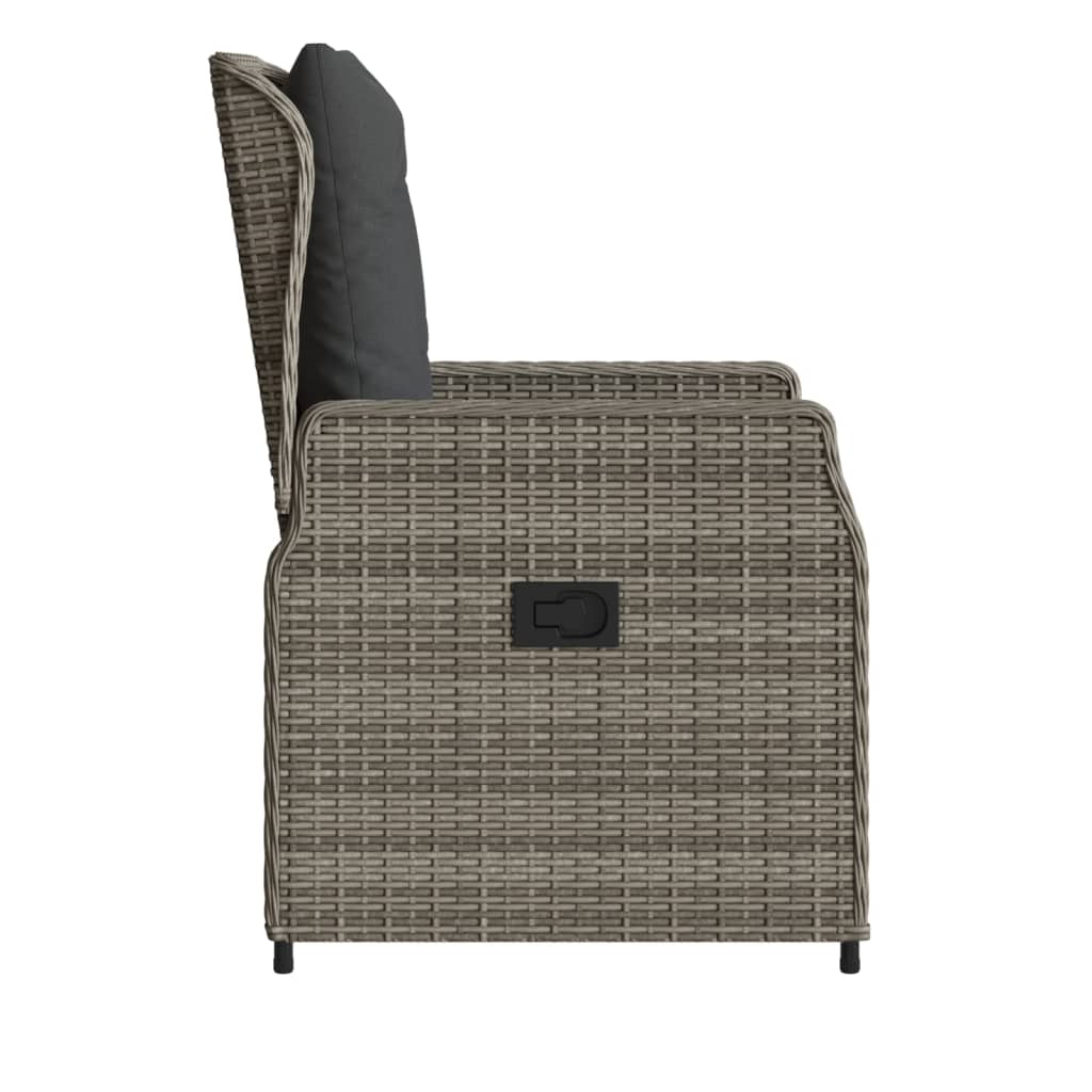 Sedie da Giardino Reclinabili 2 pz Grigio Polyrattan