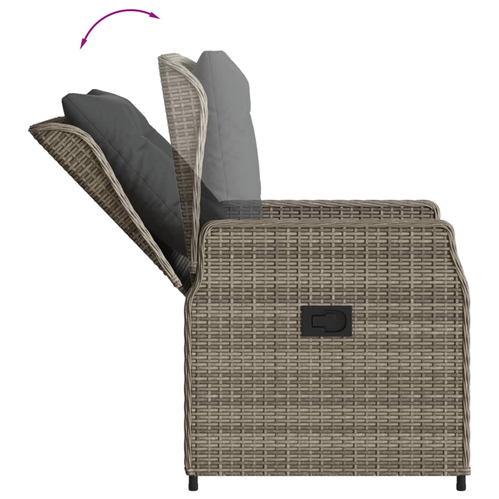 Sedie da Giardino Reclinabili 2 pz Grigio Polyrattan