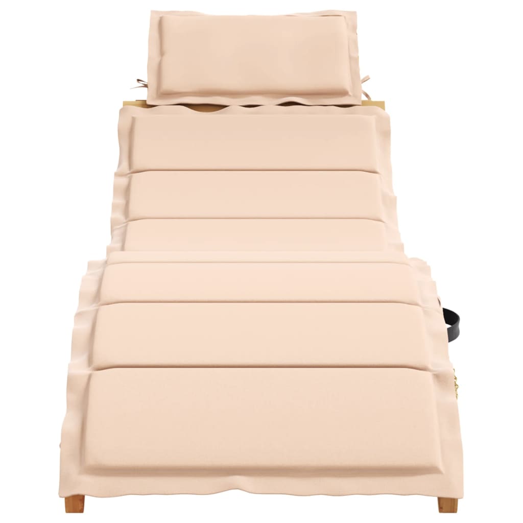 Lettini Prendisole con Cuscini 2 pz Beige Legno Massello Acacia