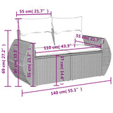 Set Divani da Giardino 7 pz con Cuscini Grigio in Polyrattan