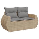 Set Divano da Giardino 8 pz con Cuscini Beige in Polyrattan