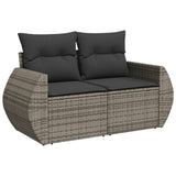 Set Divano da Giardino 8 pz con Cuscini Grigio in Polyrattan