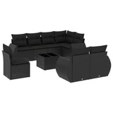 Set Divani da Giardino 9 pz con Cuscini Nero in Polyrattan