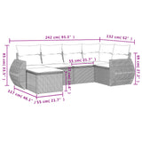 Set Divano da Giardino 6 pz con Cuscini Beige in Polyrattan