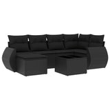 Set Divani da Giardino con Cuscini 7pz Nero Polyrattan