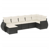 Set Divani da Giardino con Cuscini 7pz Nero Polyrattan