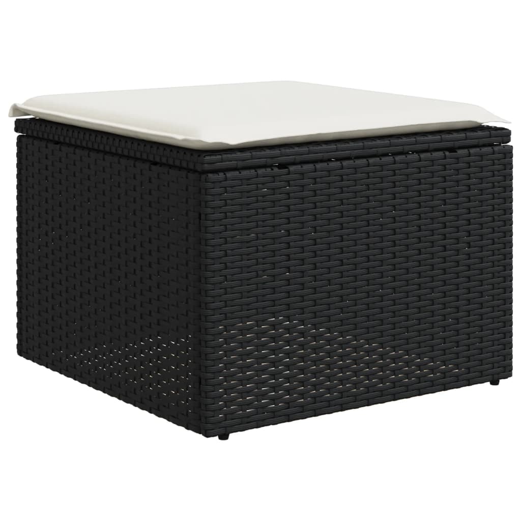 Set Divani da Giardino con Cuscini 7pz Nero Polyrattan