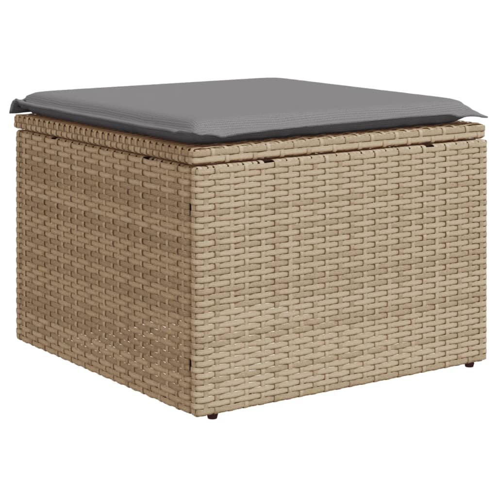 Set Divani da Giardino 7 pz con Cuscini Beige in Polyrattan