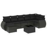 Set Divani da Giardino con Cuscini 8 pz Nero in Polyrattan