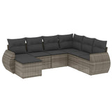 Set Divani da Giardino 7 pz con Cuscini Grigio in Polyrattan