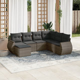 Set Divani da Giardino 7 pz con Cuscini Grigio in Polyrattan