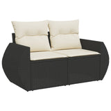 Set Divano da Giardino 6 pz con Cuscini Nero in Polyrattan