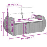 Set Divano da Giardino 6 pz con Cuscini Grigio in Polyrattan