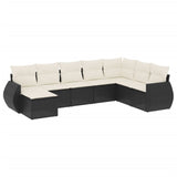 Set Divani da Giardino con Cuscini 8 pz Nero in Polyrattan