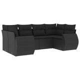 Set Divano da Giardino 6 pz con Cuscini Nero in Polyrattan