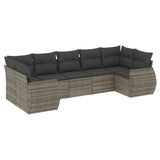 Set Divani da Giardino 7 pz con Cuscini Grigio in Polyrattan