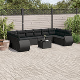 Set Divani da Giardino 11 pz con Cuscini in Polyrattan Nero