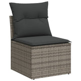 Set Divano da Giardino 10 pz con Cuscini Grigio in Polyrattan