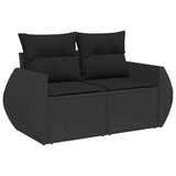 Set Divani da Giardino 11 pz con Cuscini in Polyrattan Nero