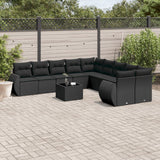 Set Divani da Giardino 11 pz con Cuscini in Polyrattan Nero