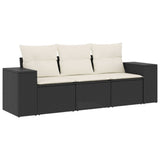 Set Divani da Giardino 3 pz con Cuscini in Polyrattan Nero