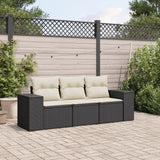 Set Divani da Giardino 3 pz con Cuscini in Polyrattan Nero