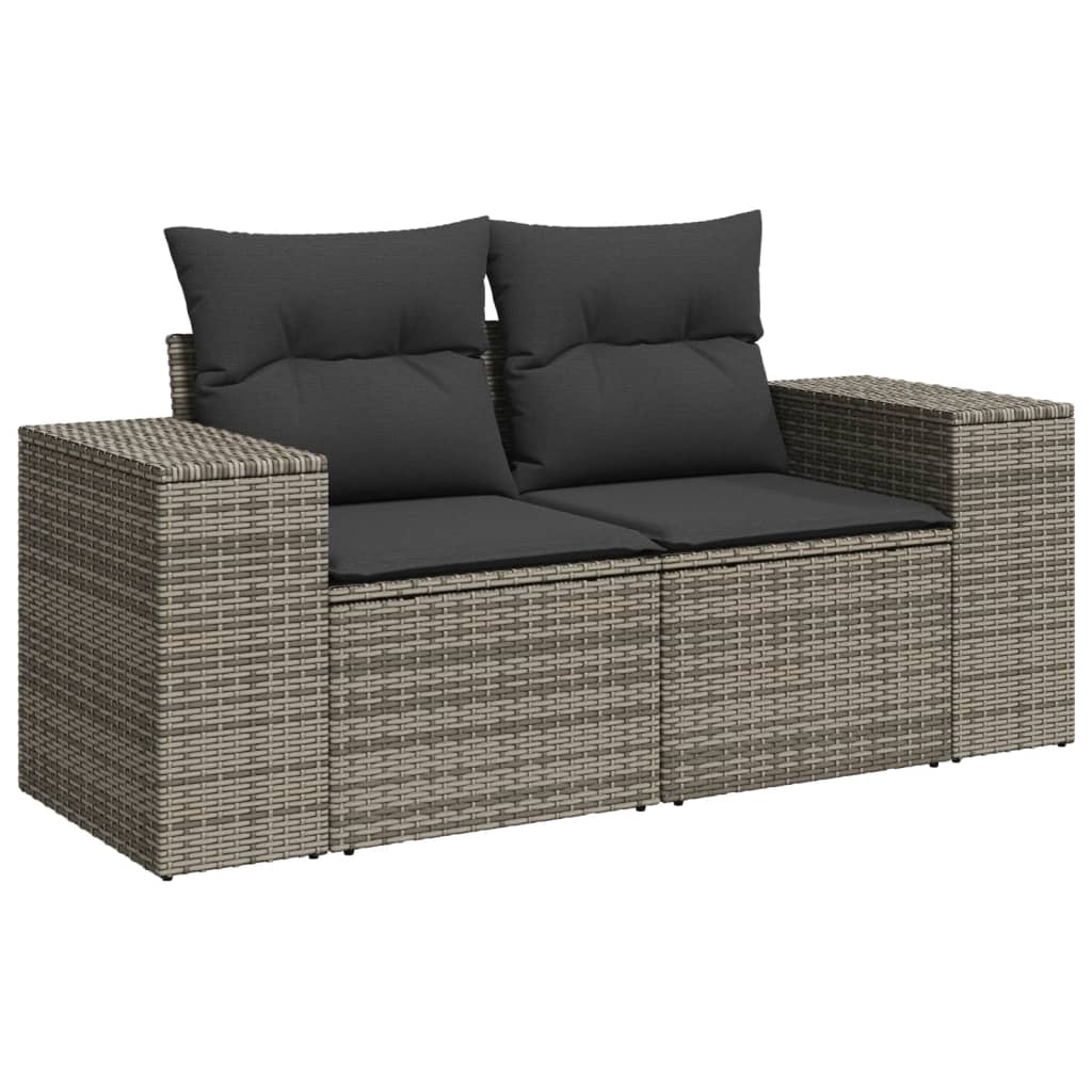 Set Divani da Giardino 3 pz con Cuscini Grigio in Polyrattan