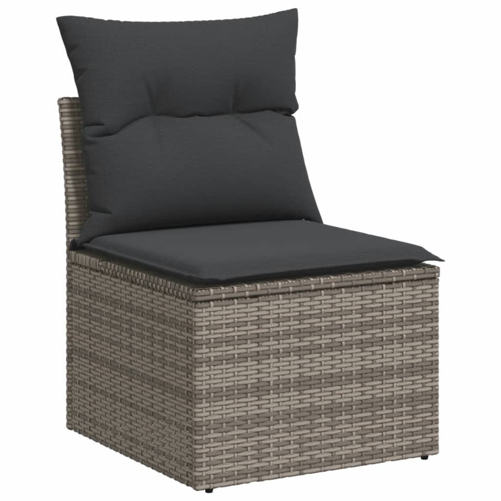 Set Divani da Giardino 3 pz con Cuscini Grigio in Polyrattan