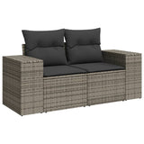 Set Divani da Giardino 4 pz con Cuscini in Polyrattan Grigio