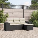 Set Divani da Giardino 4 pz con Cuscini Nero in Polyrattan