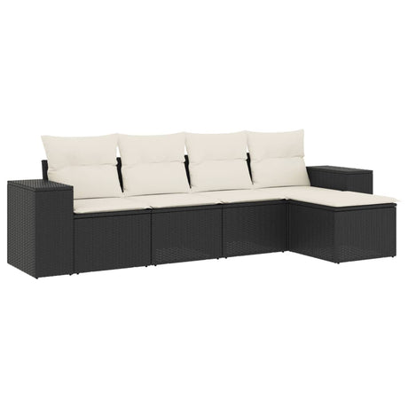 Set Divani da Giardino 5 pz con Cuscini in Polyrattan Nero