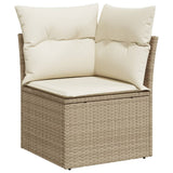 Set Divano da Giardino 4 pz con Cuscini Beige in Polyrattan