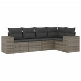 Set Divano da Giardino 5 pz con Cuscini Grigio in Polyrattan