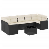 Set Divani da Giardino con Cuscini 8 pz Nero in Polyrattan