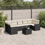 Set Divani da Giardino con Cuscini 8 pz Nero in Polyrattan