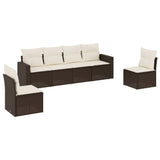 Set Divani da Giardino 6 pz con Cuscini Marrone in Polyrattan